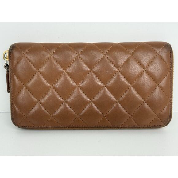 Chanel Timeless Quilted Leather Zip Around Wallet Brown with Gold Hardware - Picture 5 of 14
